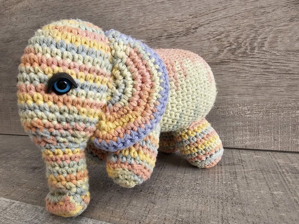 Elephant Plush Handmade Crochet Amigurumi Stuffed Animal Pastel Rainbow Nursery